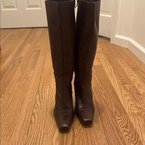 Elegant Brown Leather Knee-High Boots